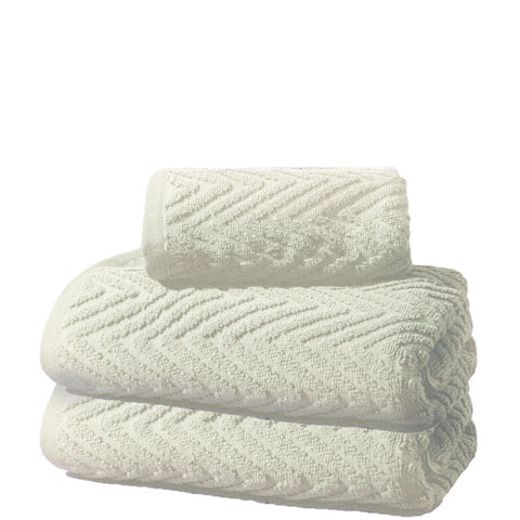 Chevron Leaf towel 100% Cotton 500 GSM Towels – Cream