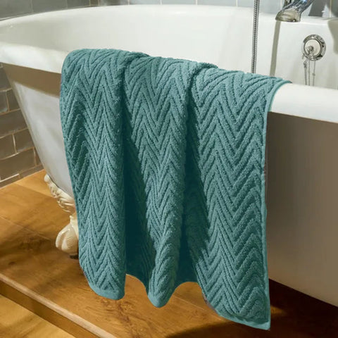 Chevron Leaf towel 100% Cotton 500 GSM Towels – Mineral Blue