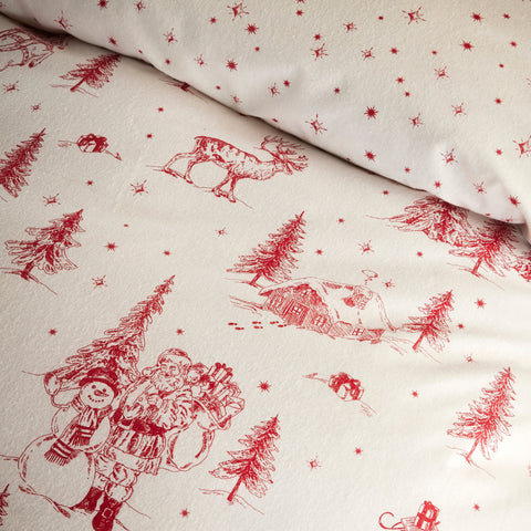 Vantona Essentials Range Santa Toile Duvet Cover Set - Christmas Bedding