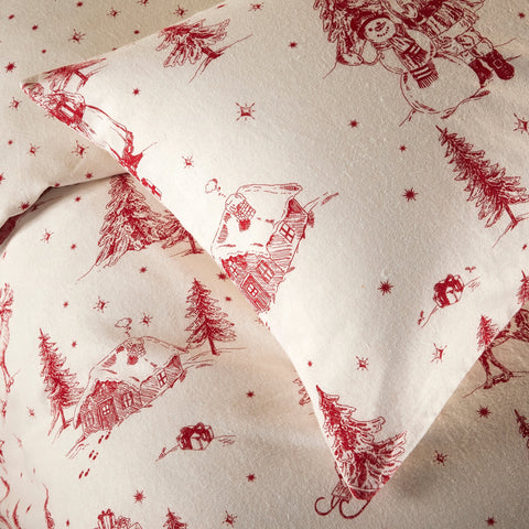 Vantona Essentials Range Santa Toile Duvet Cover Set - Christmas Bedding