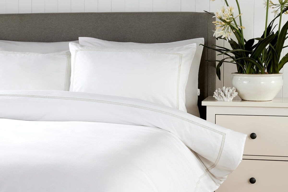 Vantona Hotel Collection Inserted Lace Duvet Cover Set - White– Dovemill