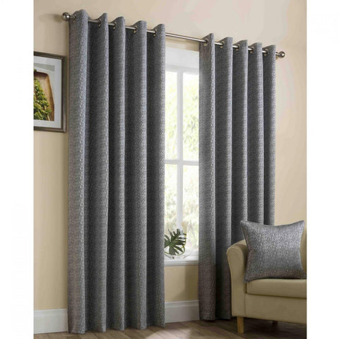 Sundour Lyon Lined Eyelet Curtains - Silver