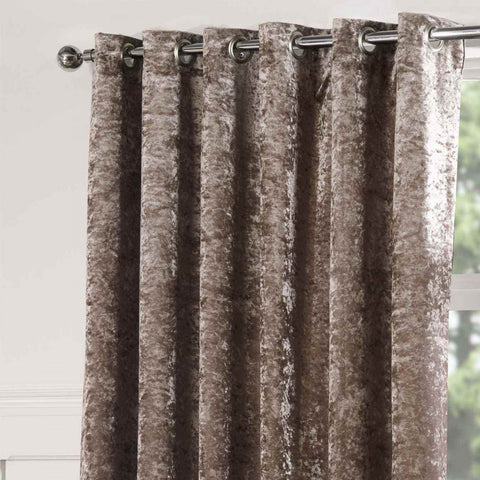 Sundour Plush Lined Eyelet Curtains - Champagne