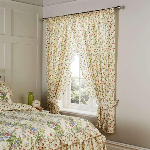 Vantona Country Jessica Unlined Curtains and Tiebacks - Multi